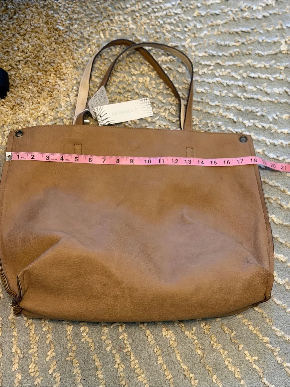 Free People Slouchy Vegan Tote Bag NWT Beige Tan